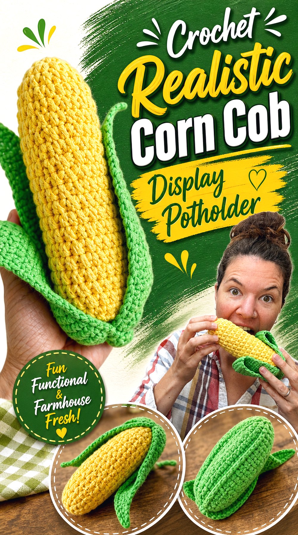 Crochet Realistic Corn Cob Display Potholder