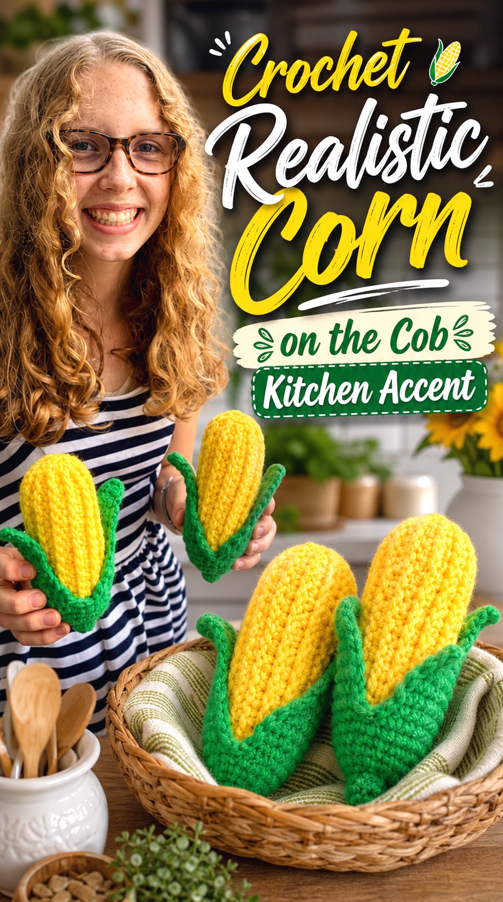 Crochet Realistic Corn on the Cob Kitchen Accent
