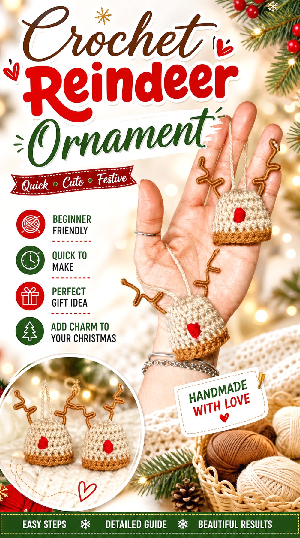 Crochet Reindeer Ornament
