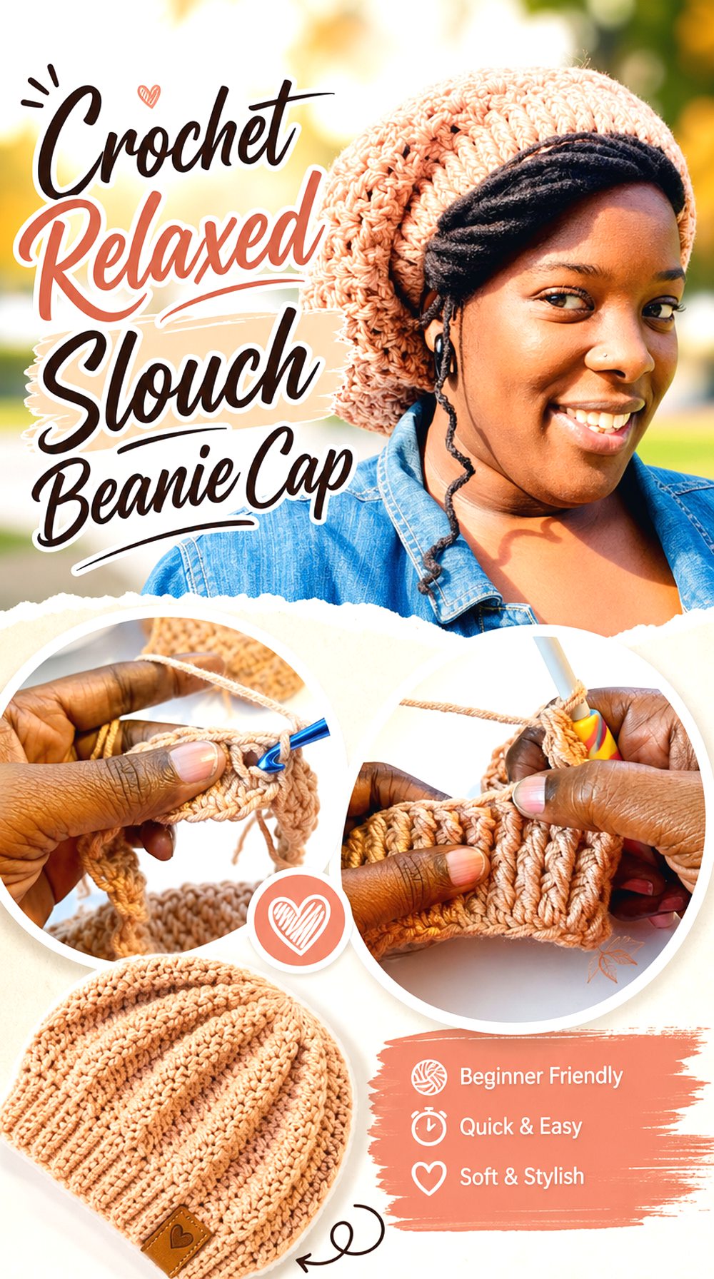 Crochet Relaxed Slouch Beanie Cap