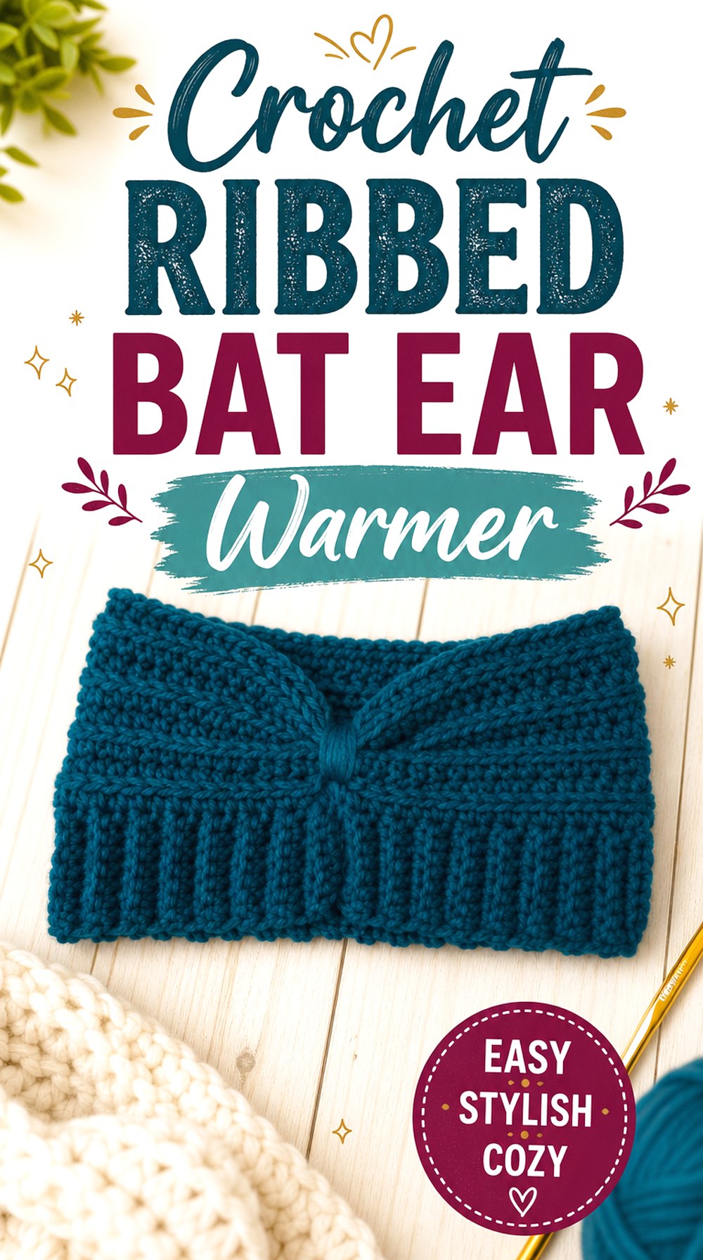 Crochet Ribbed Bat Ear Warmer