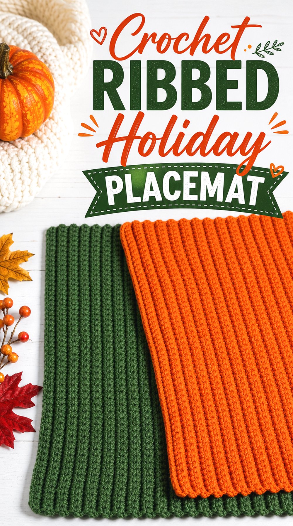 Crochet Ribbed Holiday Placemat