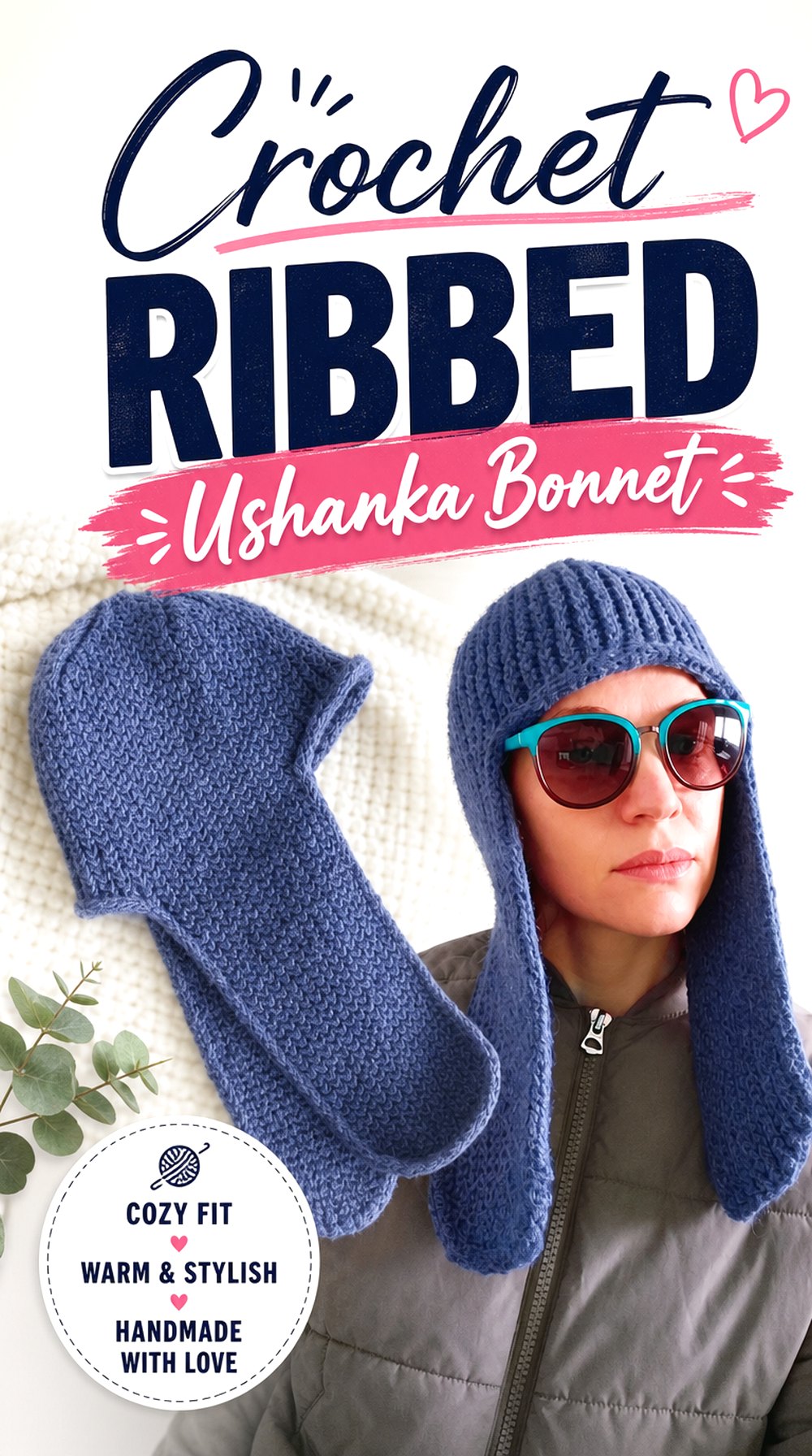Crochet Ribbed Ushanka Bonnet