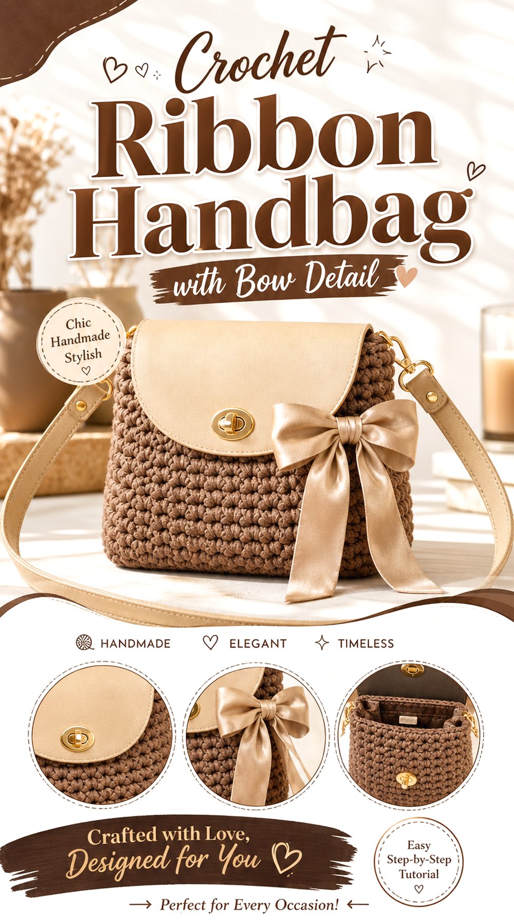 Crochet Ribbon Handbag with Bow Detail