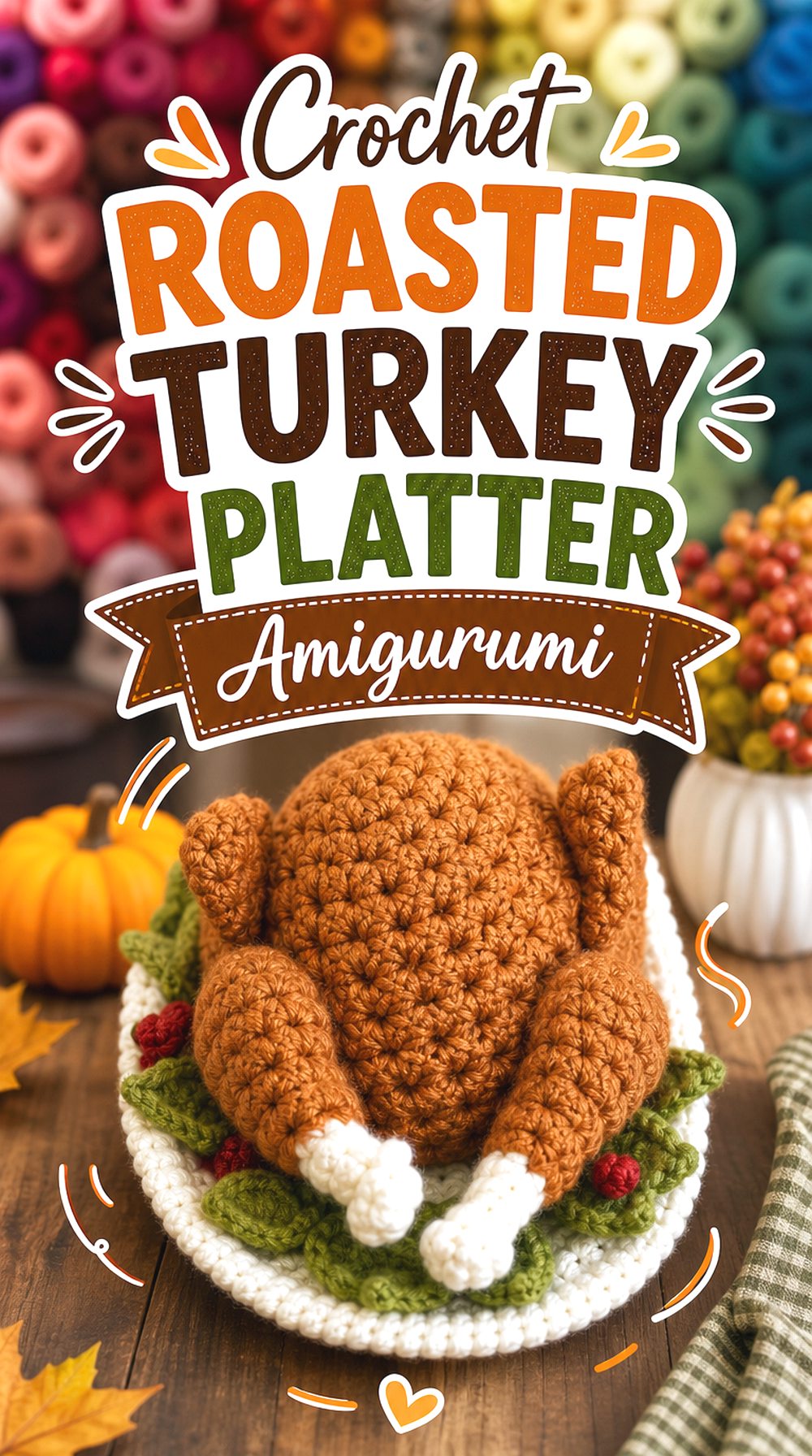 Crochet Roasted Turkey Platter Amigurumi