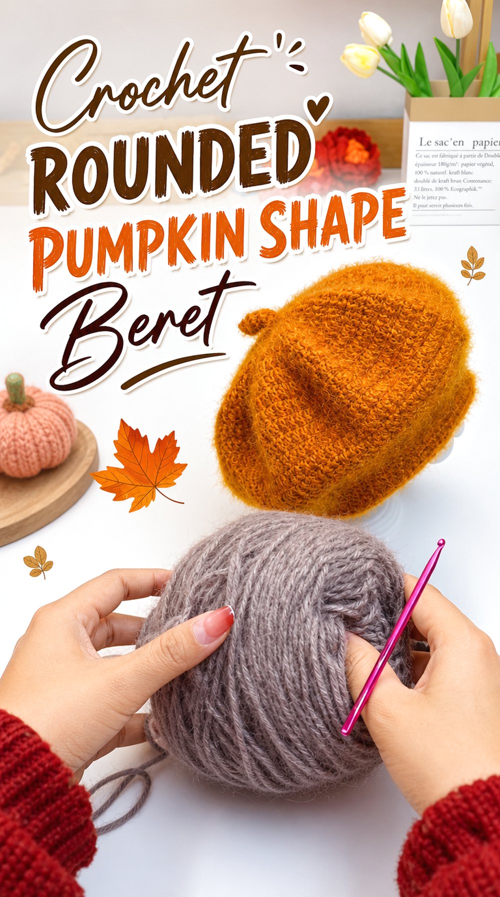 Crochet Rounded Pumpkin Shape Beret