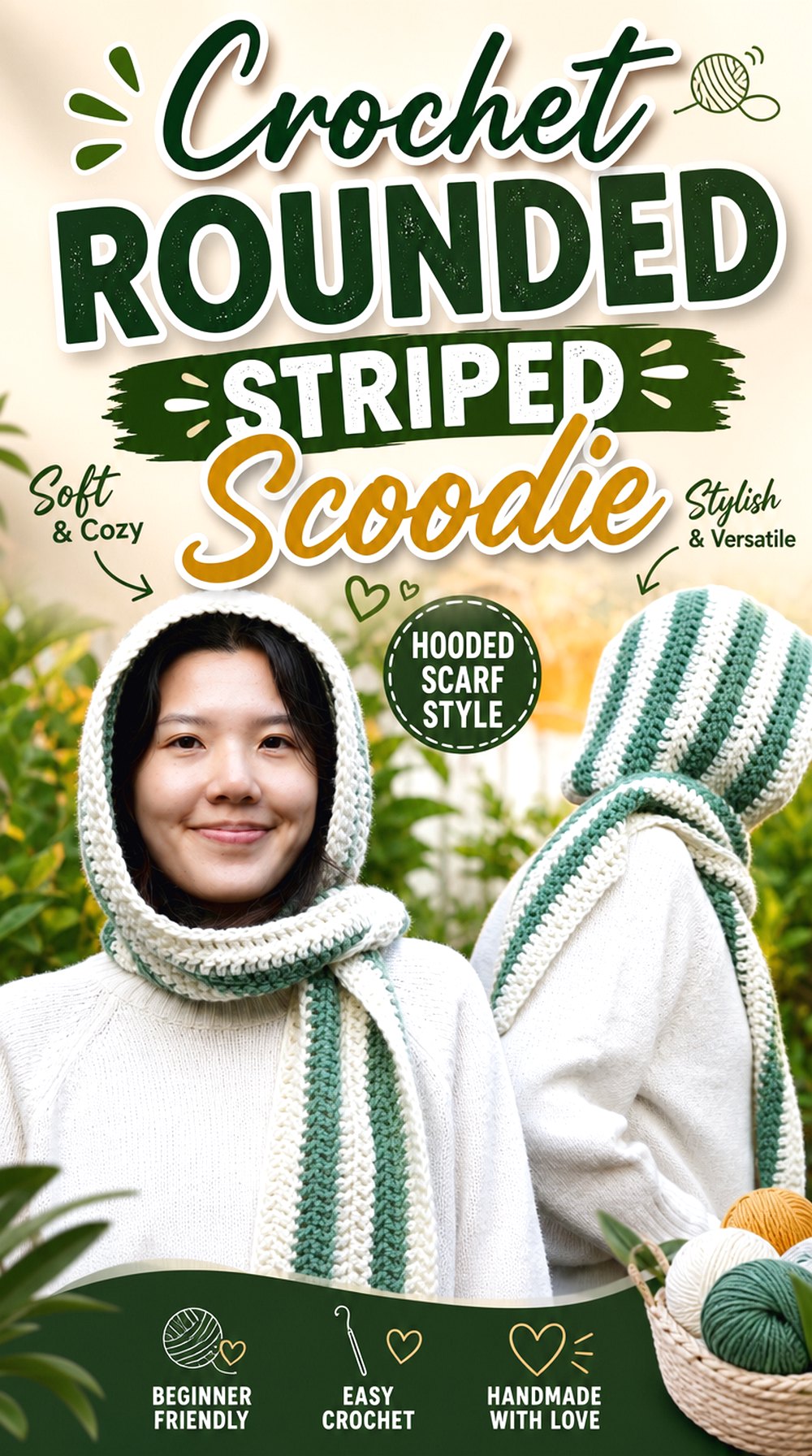 Crochet Rounded Striped Scoodie