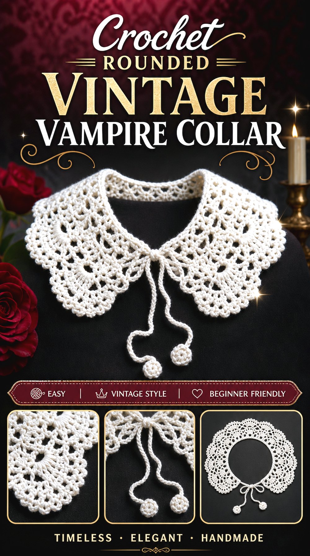 Crochet Rounded Vintage Vampire Collar