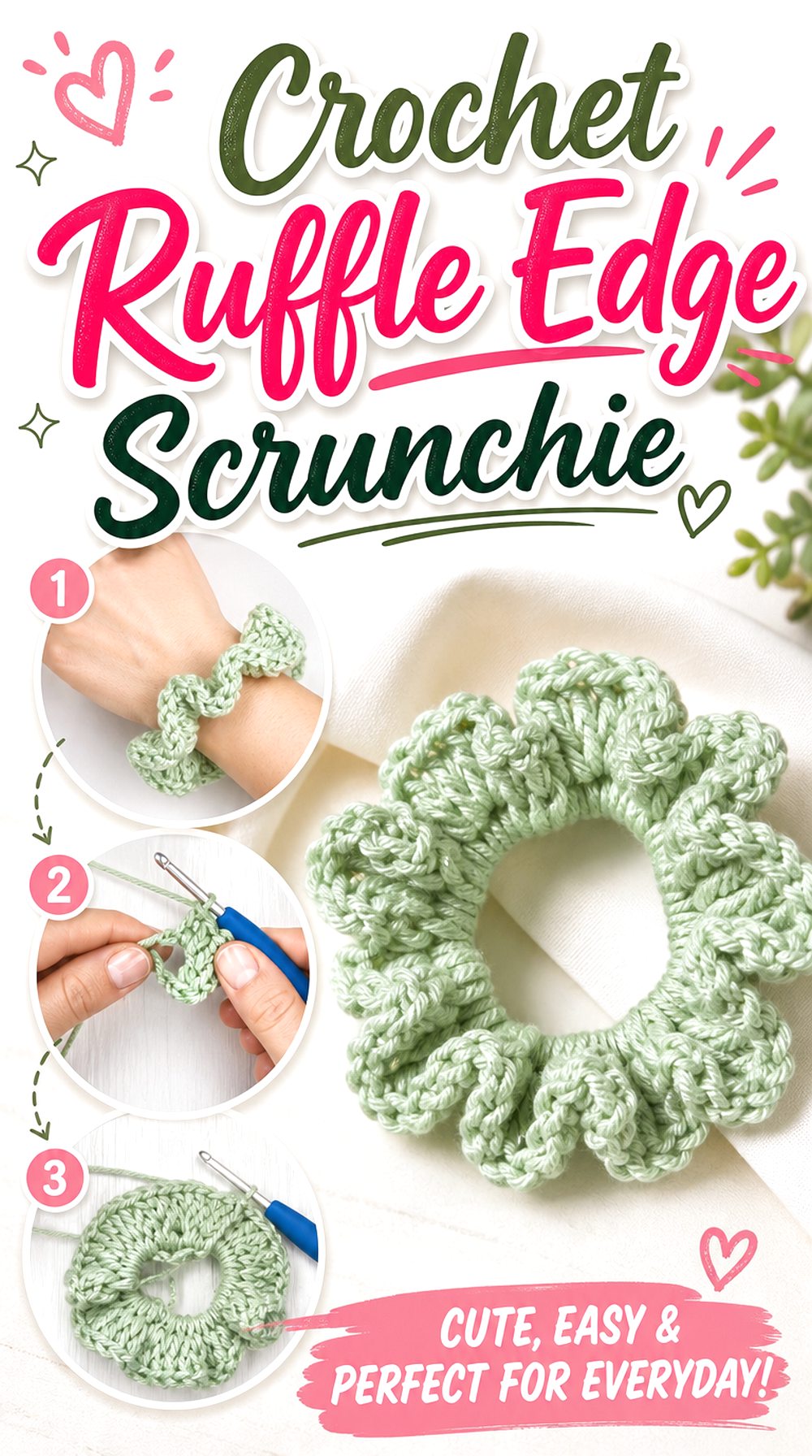 Crochet Ruffle Edge Scrunchie