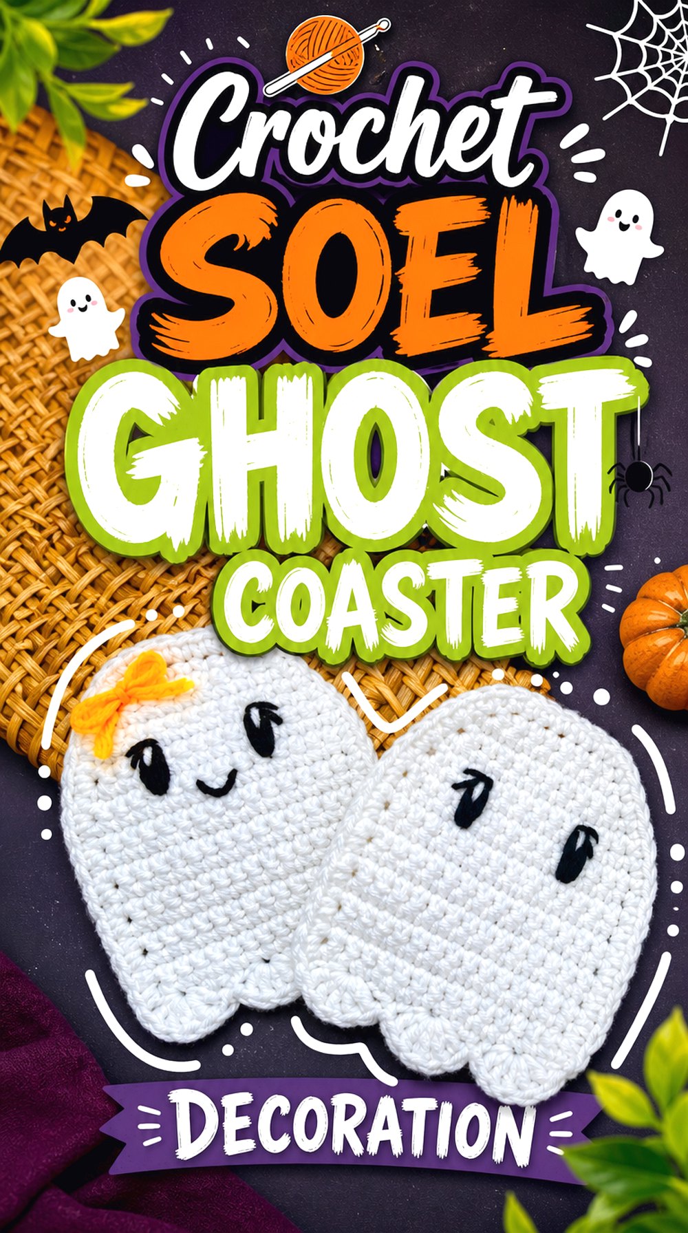 Crochet SOEL Ghost Coaster Decoration