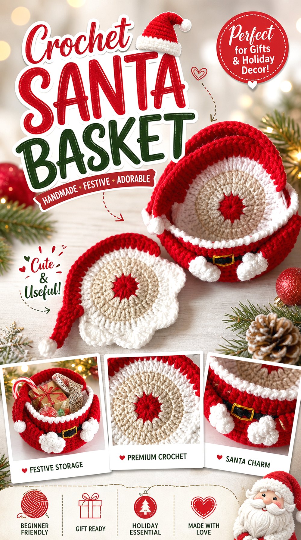 Crochet Santa Basket