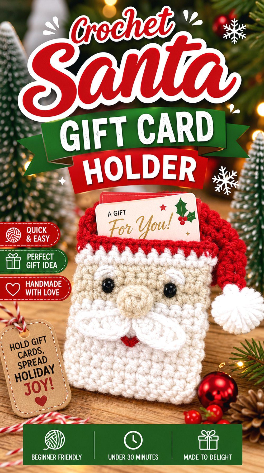 Crochet Santa Gift Card Holder