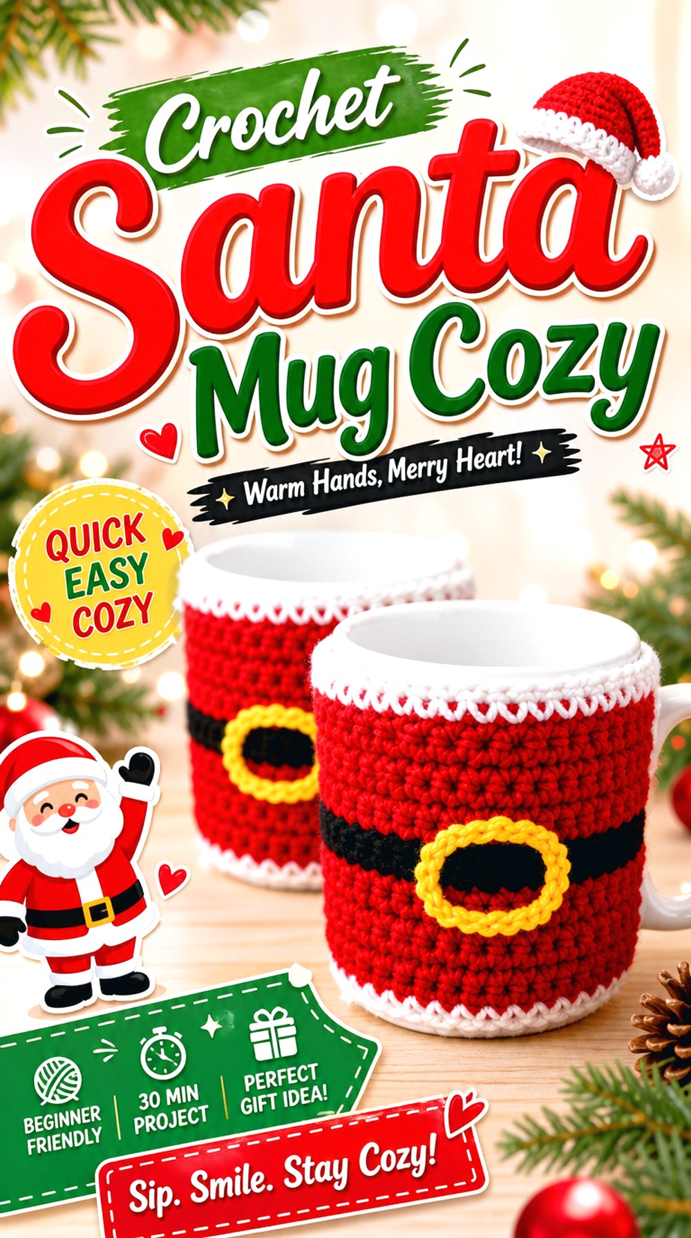 Crochet Santa Mug Cozy