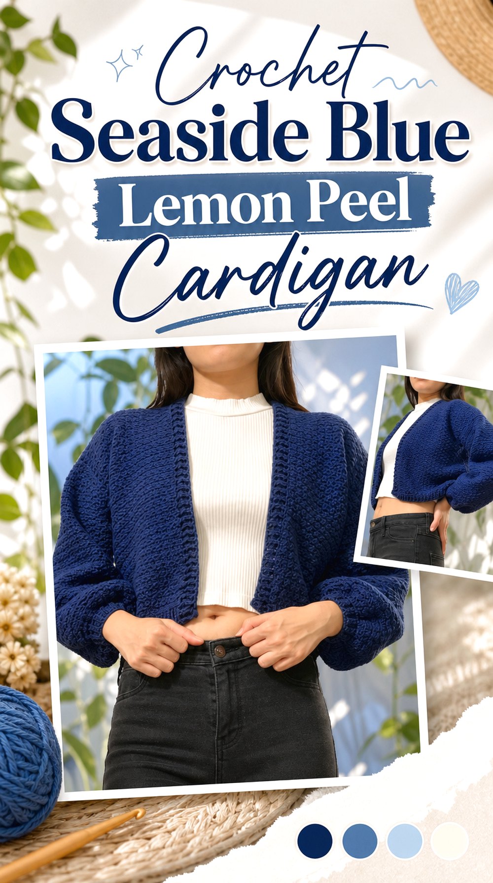 Crochet Seaside Blue Lemon Peel Cardigan