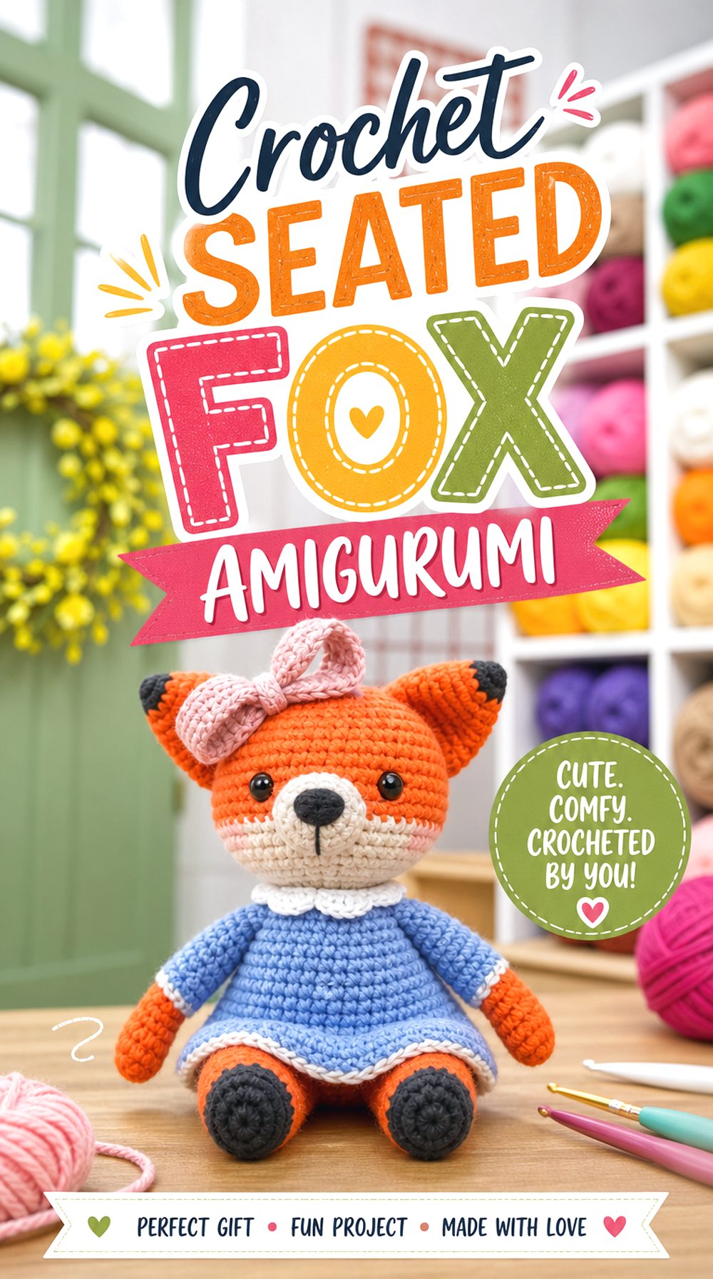 Crochet Seated Fox Amigurumi