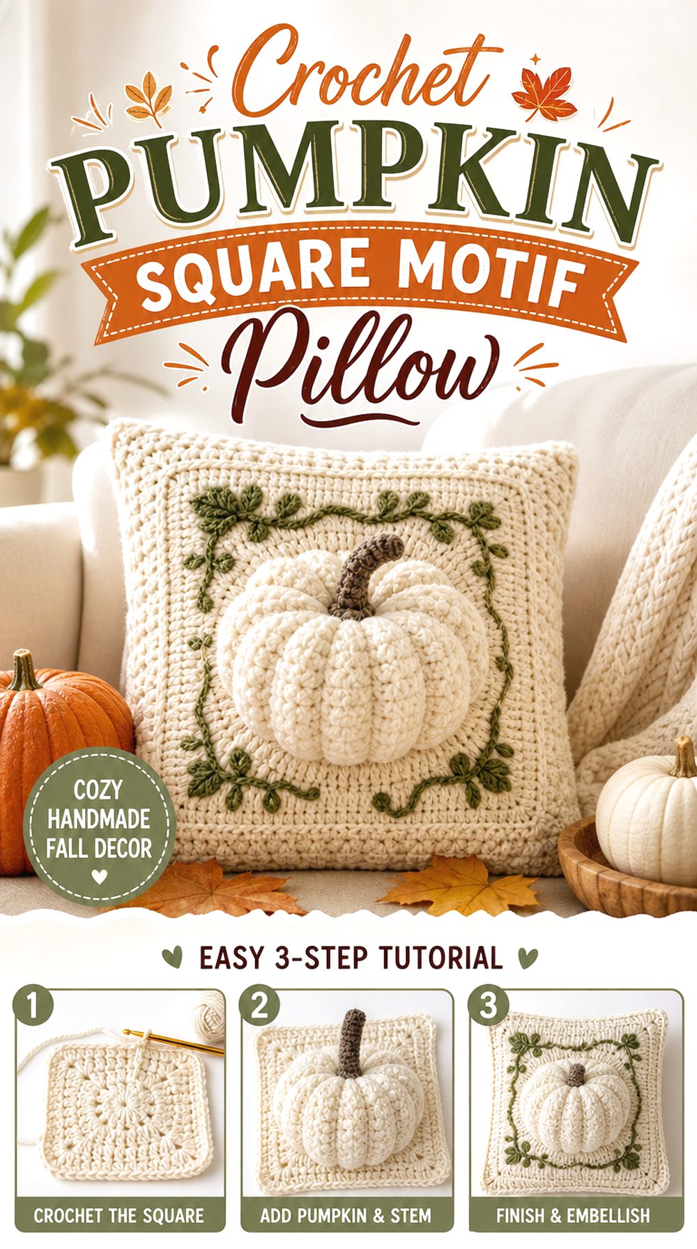 Crochet Sherpa Pumpkin Pillow