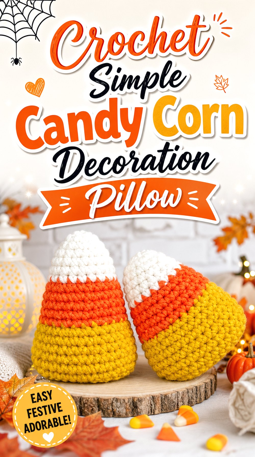 Crochet Simple Candy Corn Decoration Pillow