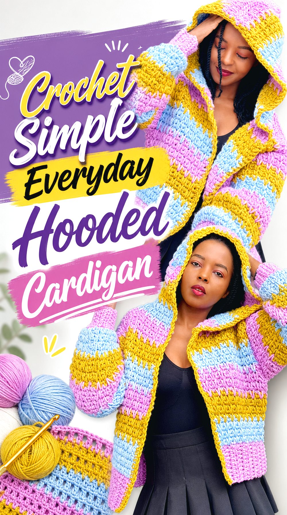 Crochet Simple Everyday Hooded Cardigan