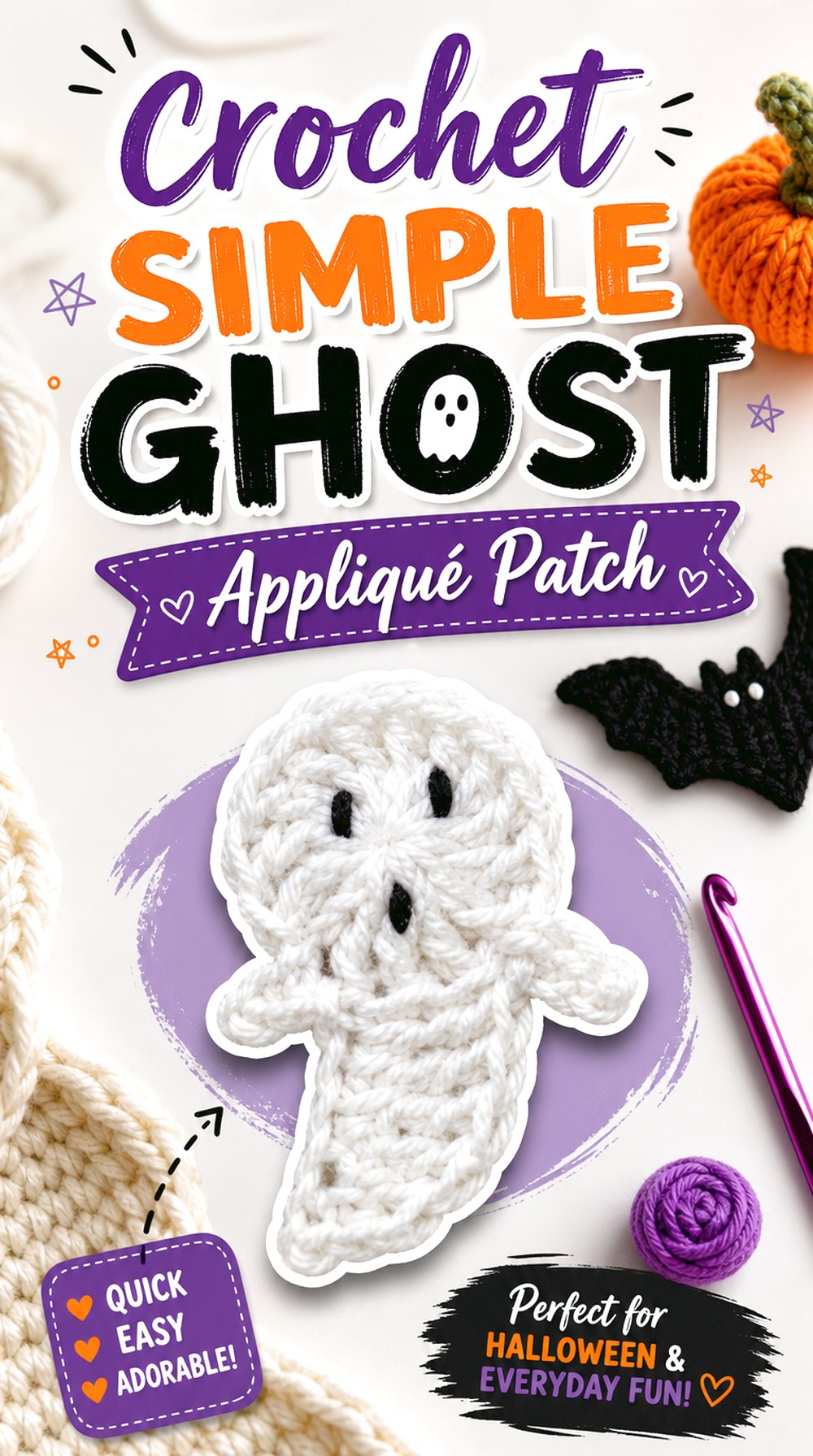Crochet Simple Ghost Appliqué Patch