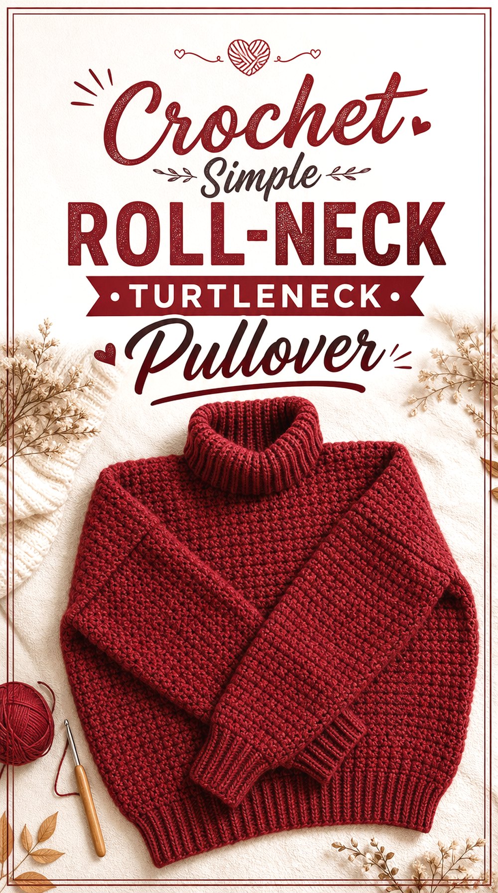 Crochet Simple Roll Neck Turtleneck Pullover