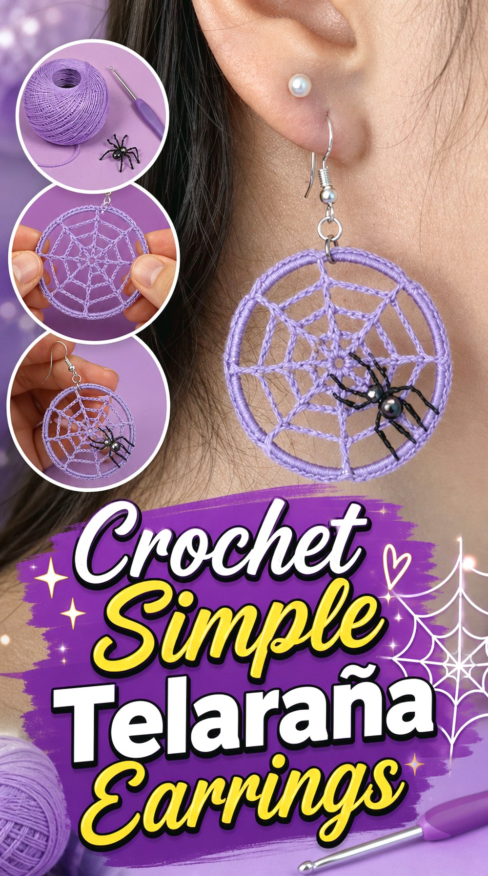 Crochet Simple Telaraña Earrings