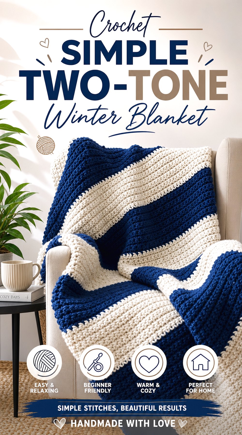 Crochet Simple Two Tone Winter Blanket