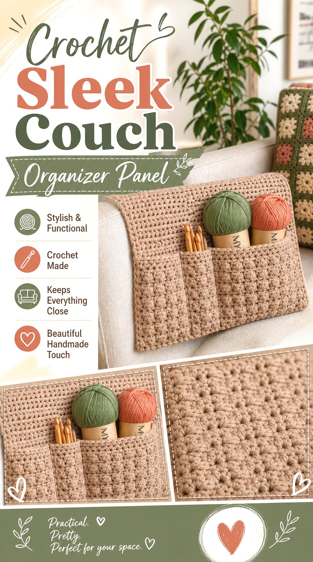 Crochet Sleek Couch Organizer Panel