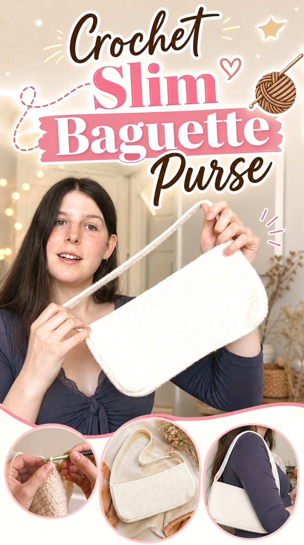 Crochet Slim Baguette Purse