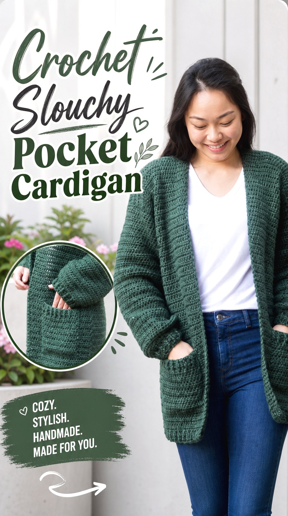 Crochet Slouchy Pocket Cardigan