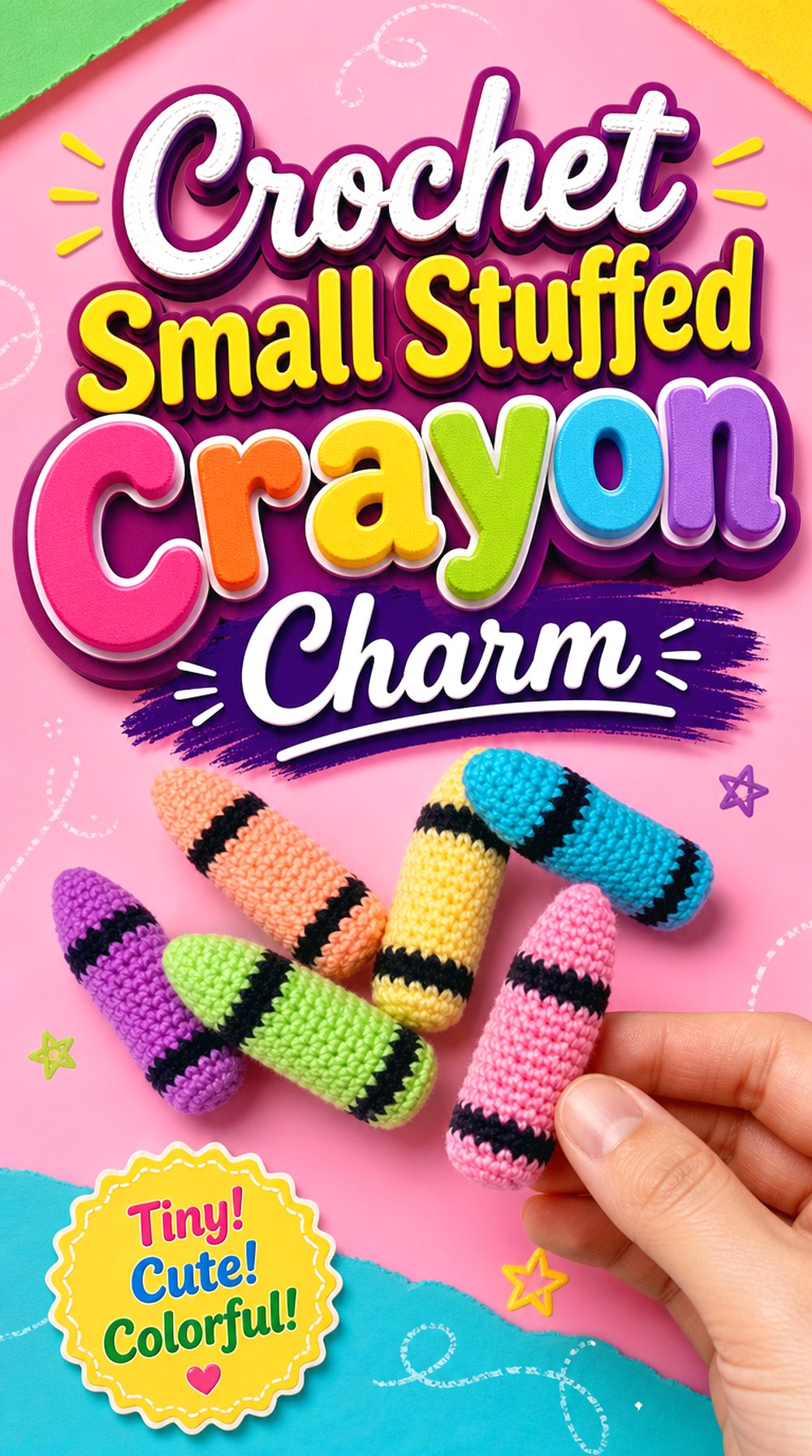 Crochet Small Stuffed Crayon Charm
