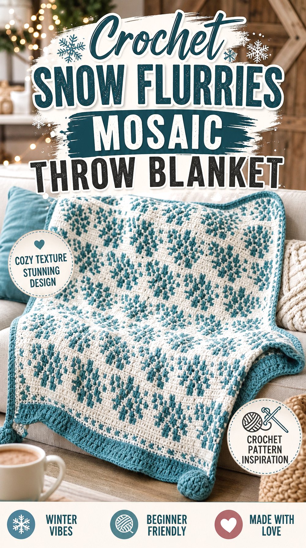 Crochet Snow Flurries Mosaic Throw Blanket
