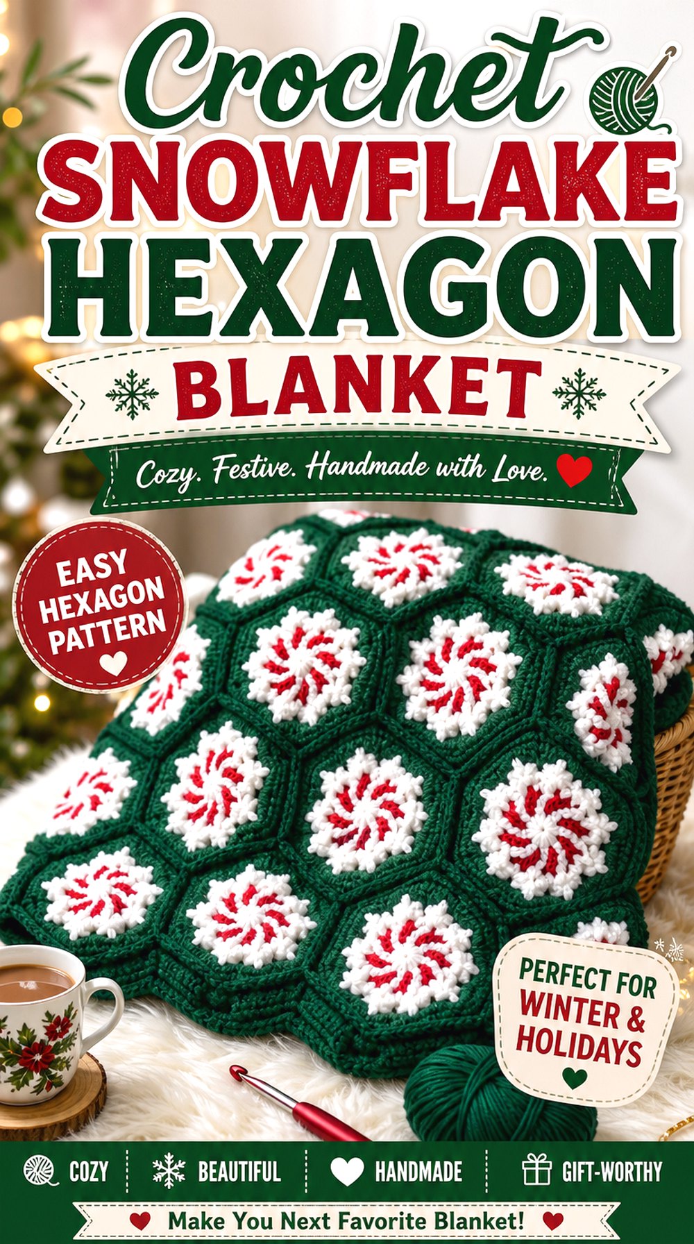 Crochet Snowflake Hexagon Blanket