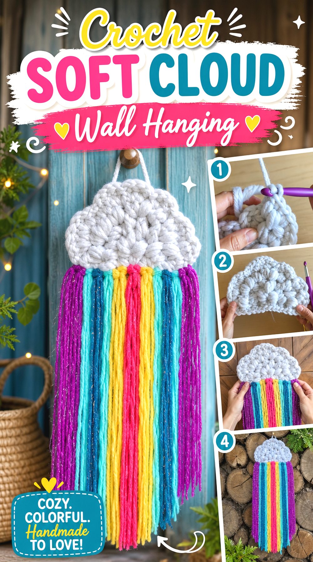Crochet Soft Cloud Wall Hanging