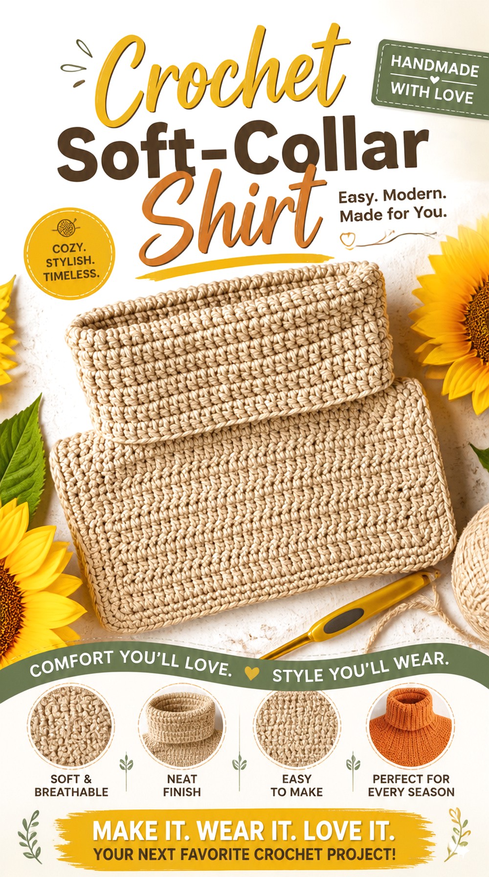 Crochet Soft Collar Shirt