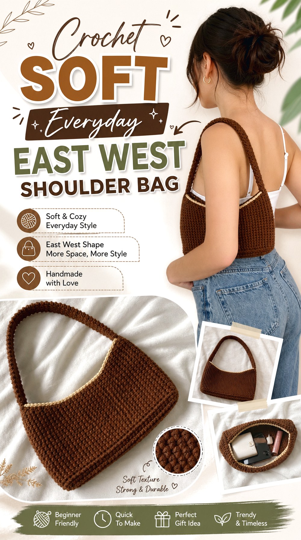 Crochet Soft Everyday East West Shoulder Bag