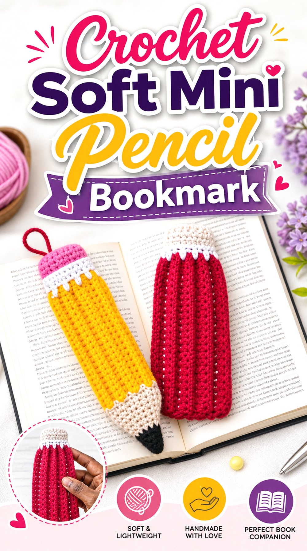 Crochet Soft Mini Pencil Bookmark