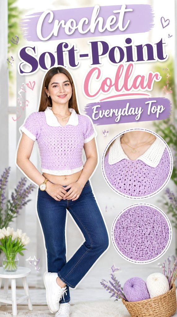 Crochet Soft Point Collar Everyday Top