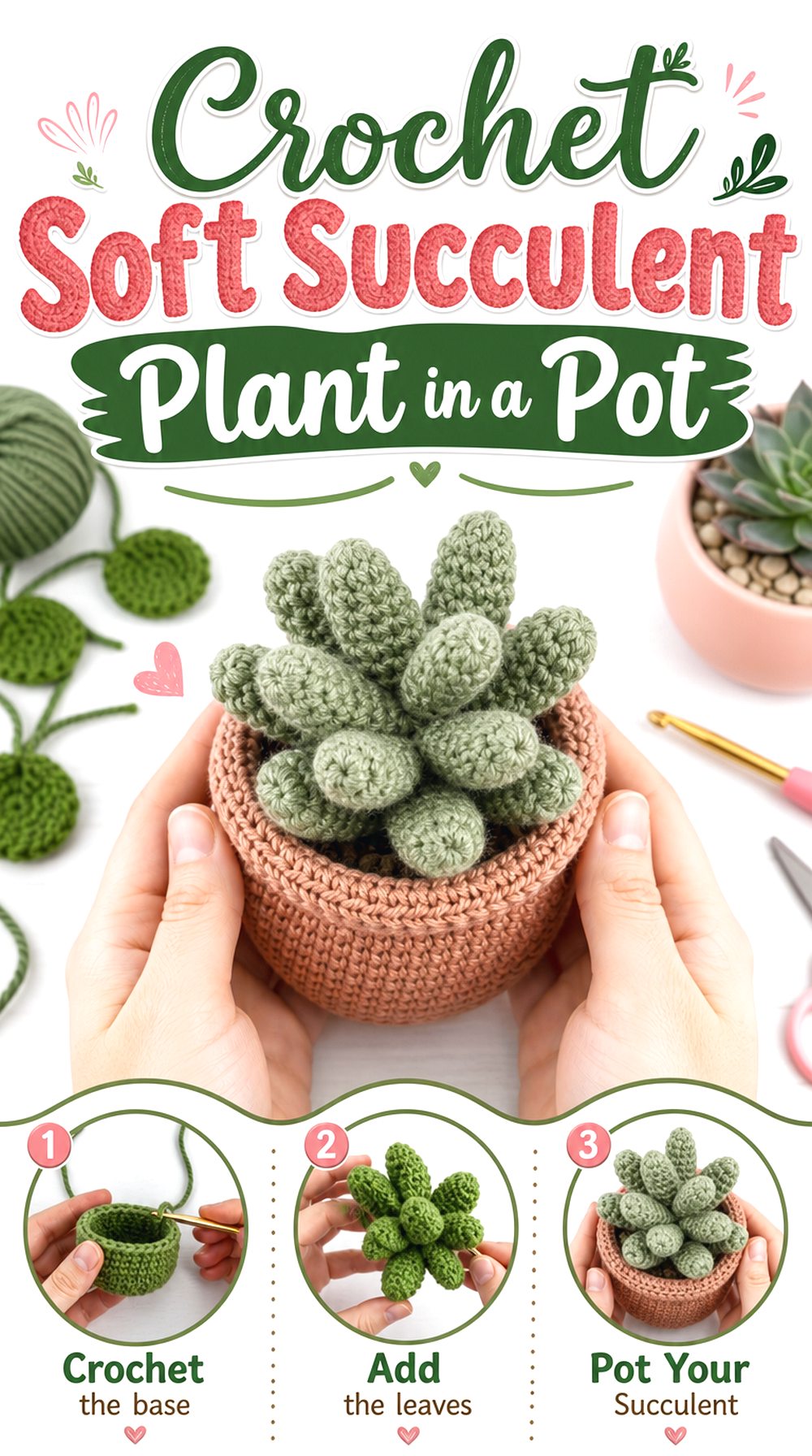 Crochet Soft Succulent Plant in a Pot