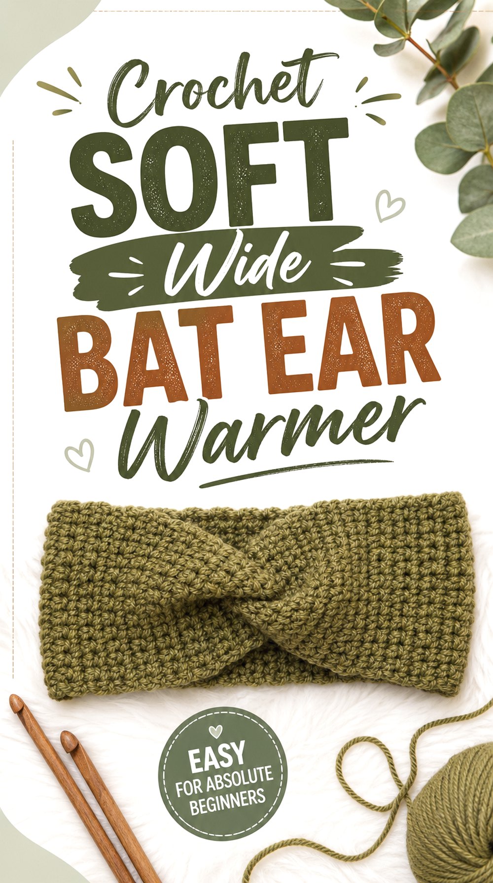 Crochet Soft Wide Bat Ear Warmer