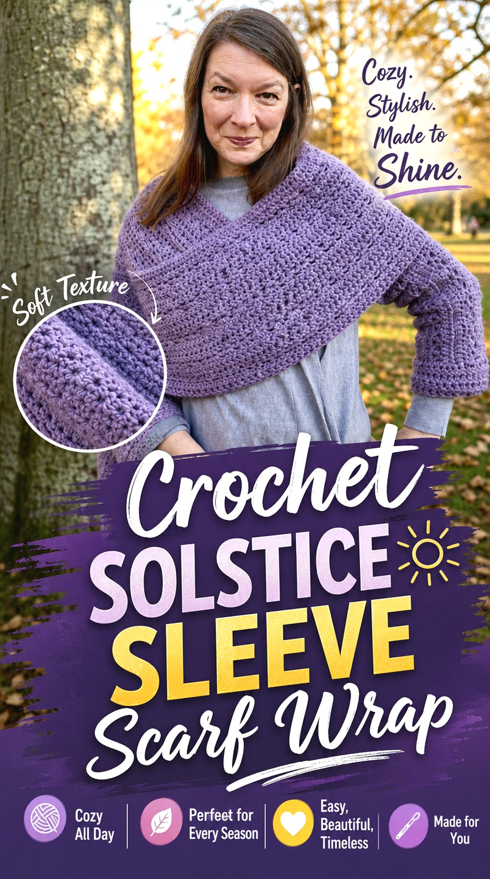 Crochet Solstice Sleeve Scarf Wrap