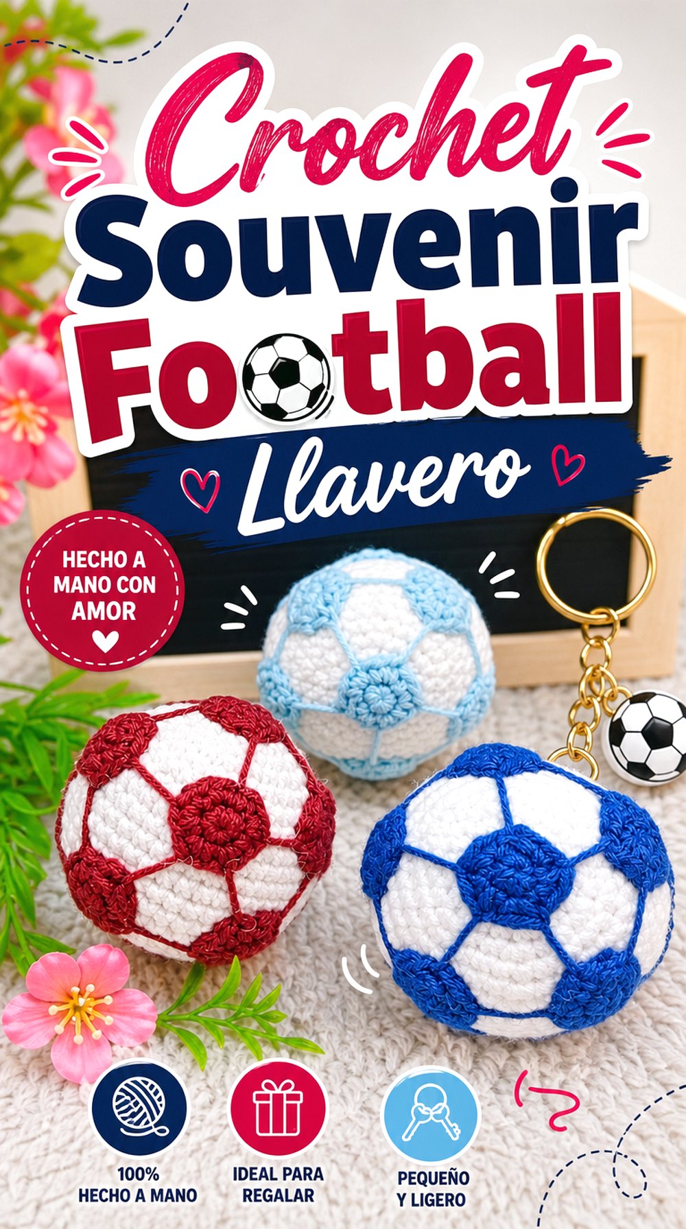 Crochet Souvenir Football Llavero