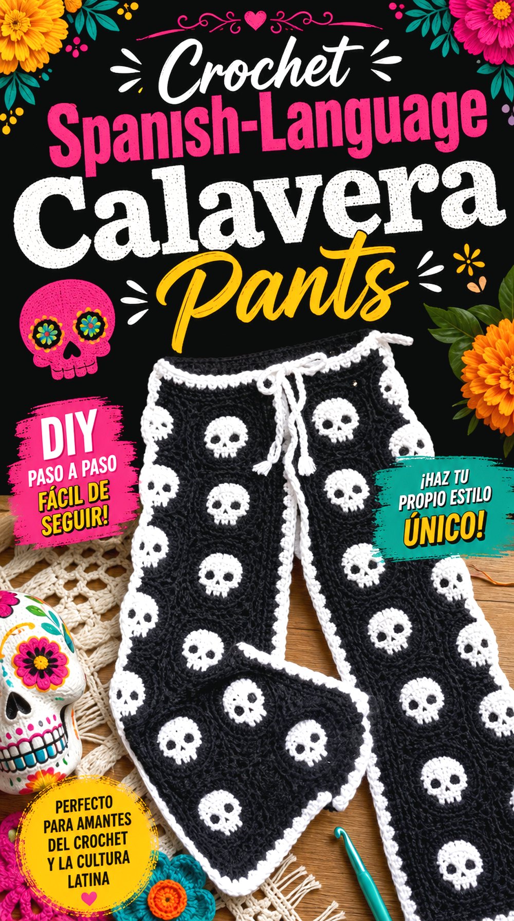 Crochet Spanish Language Calavera Pants