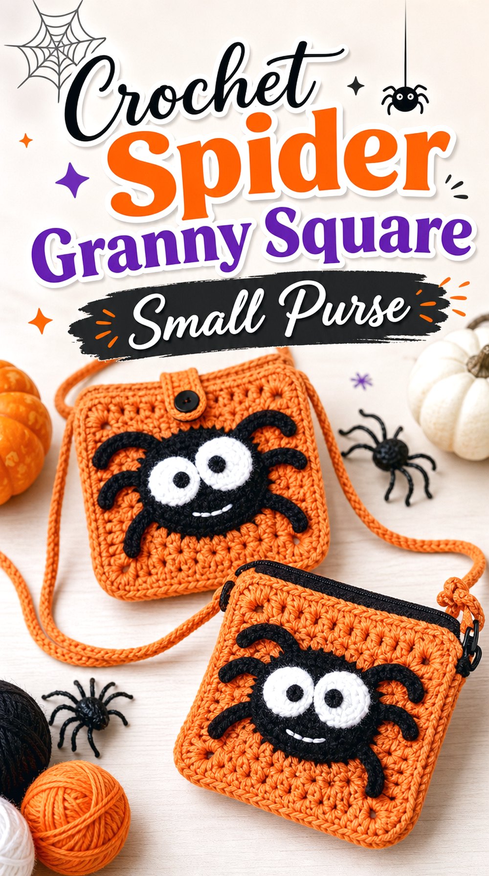 Crochet Spider Granny Square Small Purse