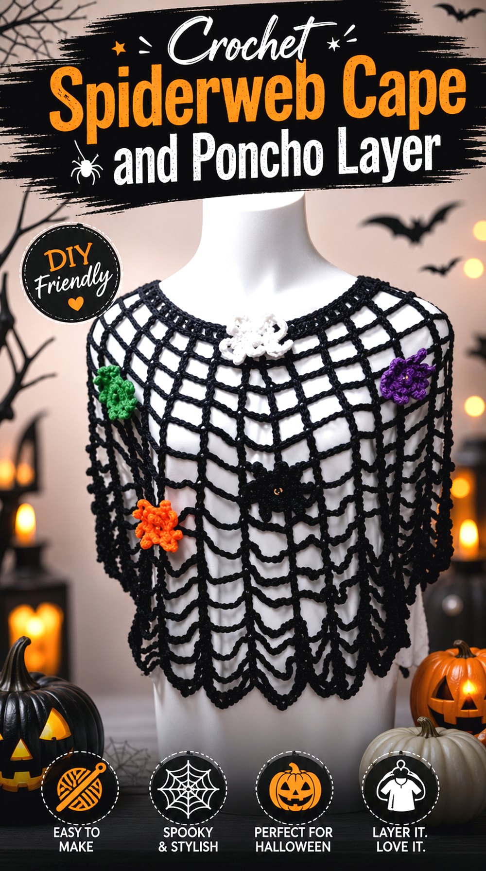 Crochet Spiderweb Cape and Poncho Layer