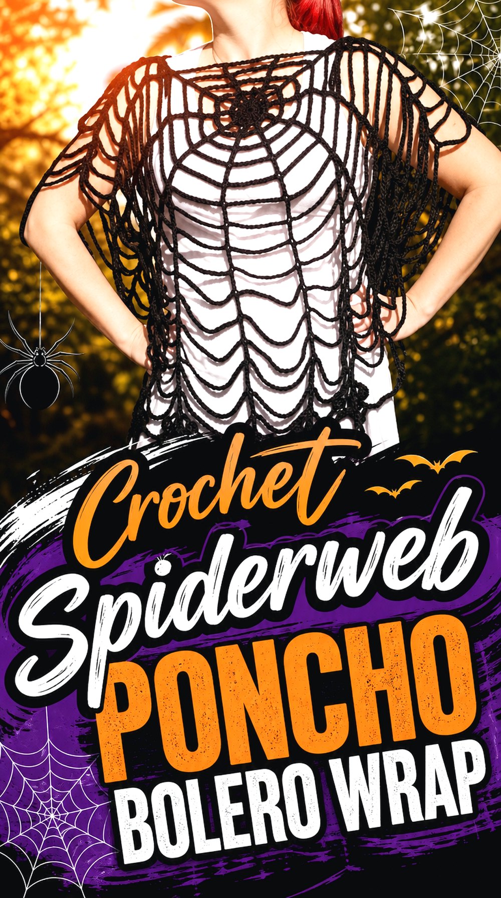 Crochet Spiderweb Poncho Bolero Wrap