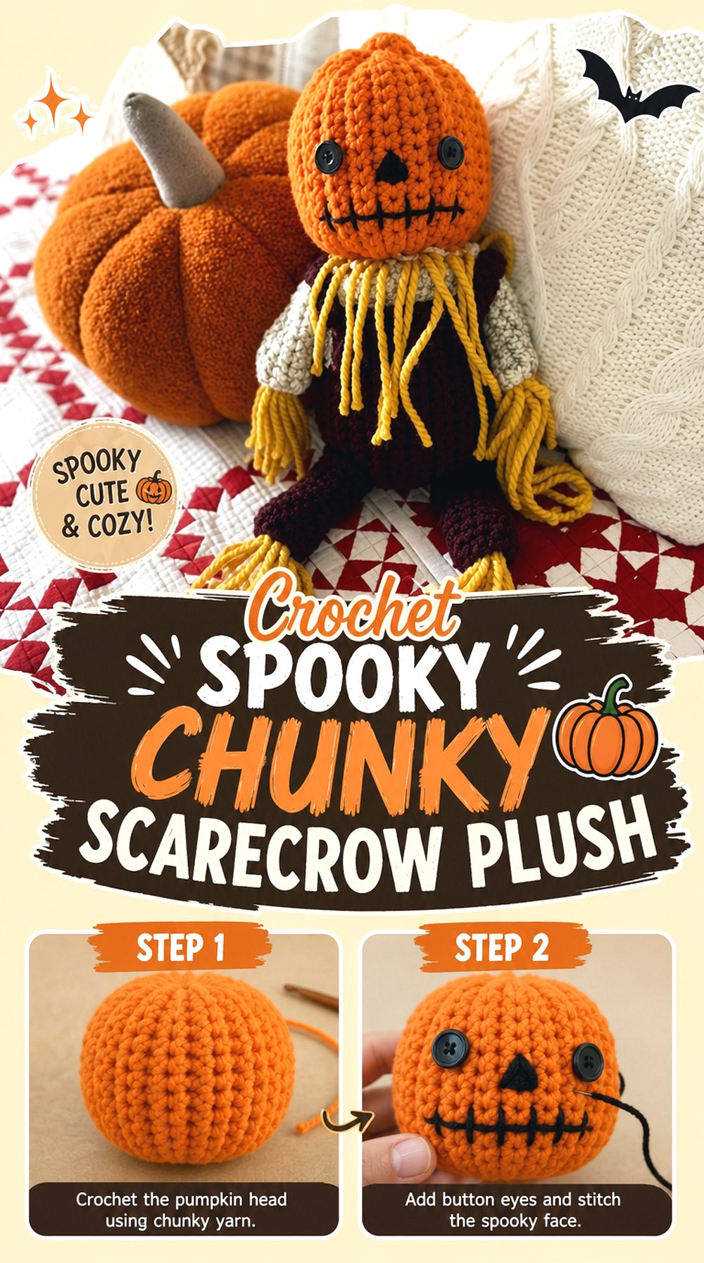 Crochet Spooky Chunky Scarecrow Plush