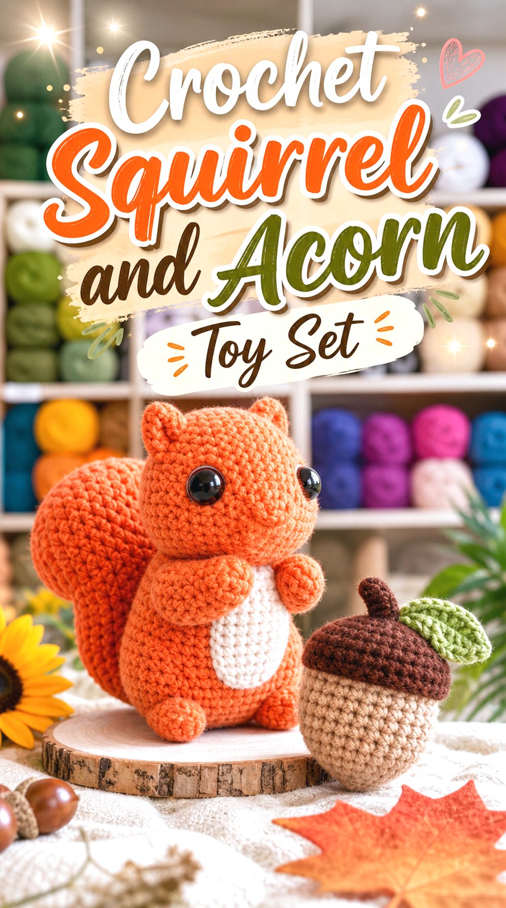 Crochet Squirrel and Acorn Toy Set