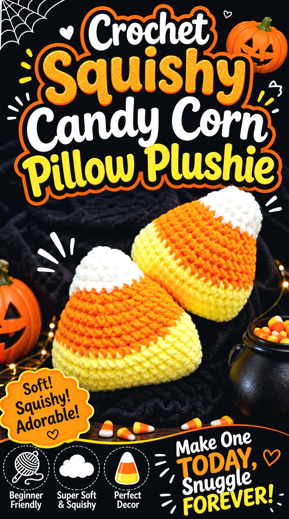 Crochet Squishy Candy Corn Pillow Plushie