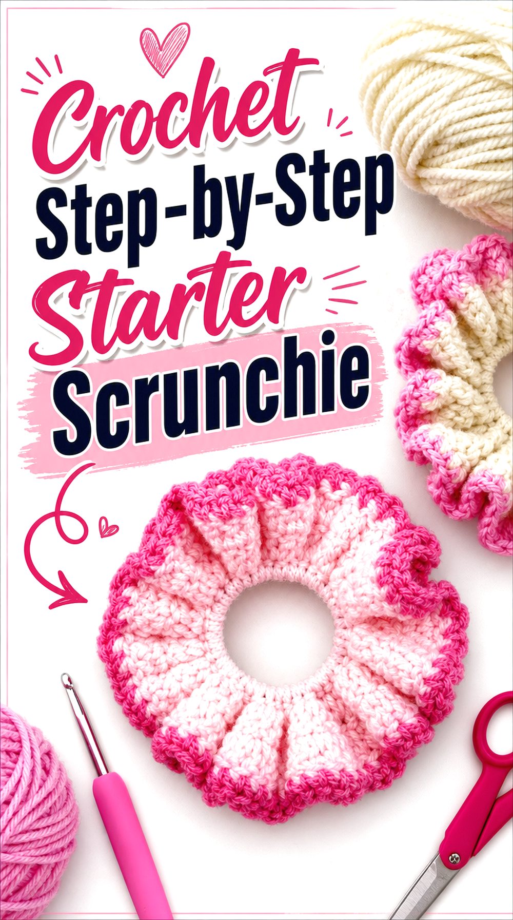 Crochet Step by Step Starter Scrunchie