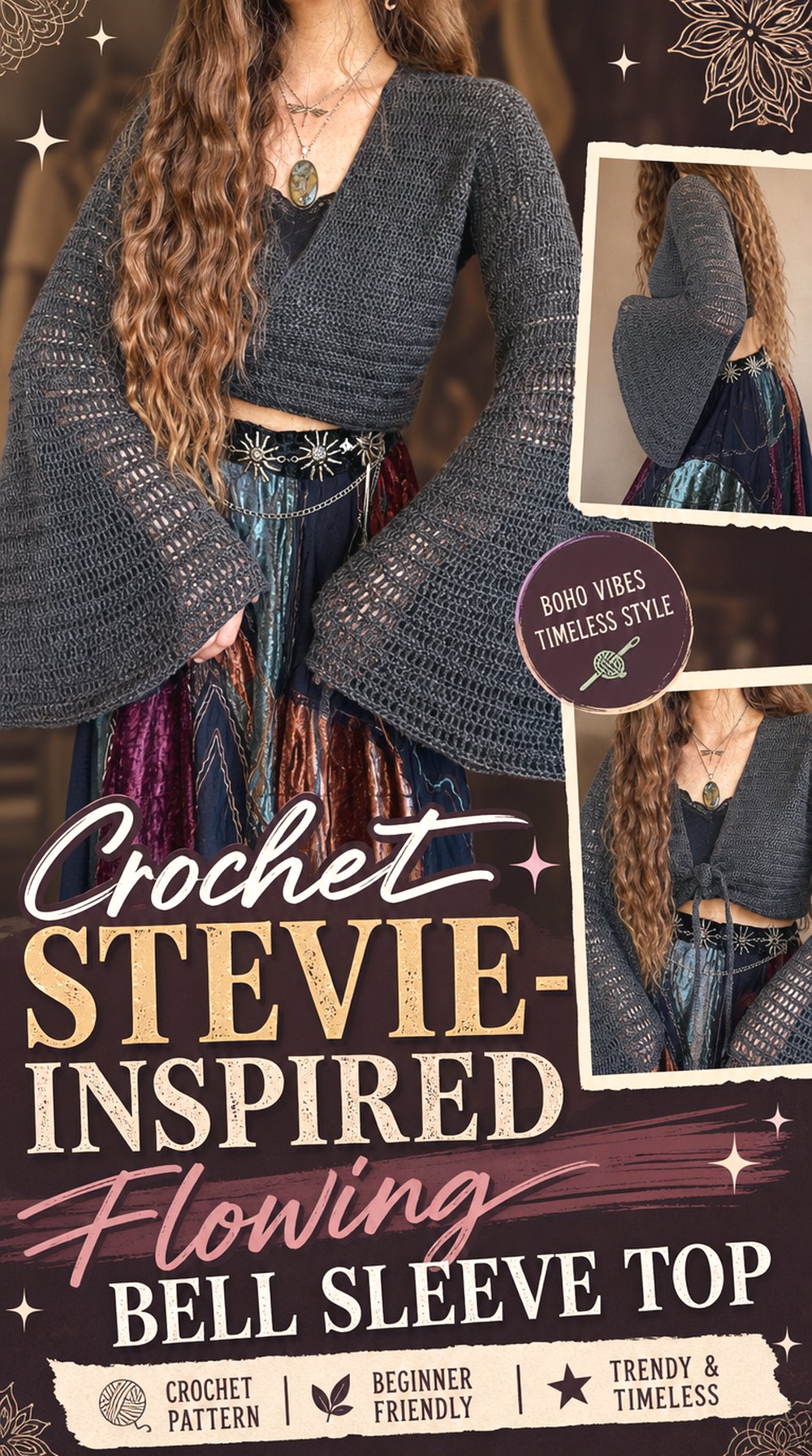 Crochet Stevie Inspired Flowing Bell Sleeve Top